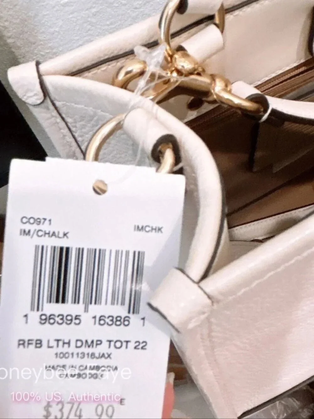 NWT Coach Dempsey Tote 22 Pebble Leather CO971 Chalk